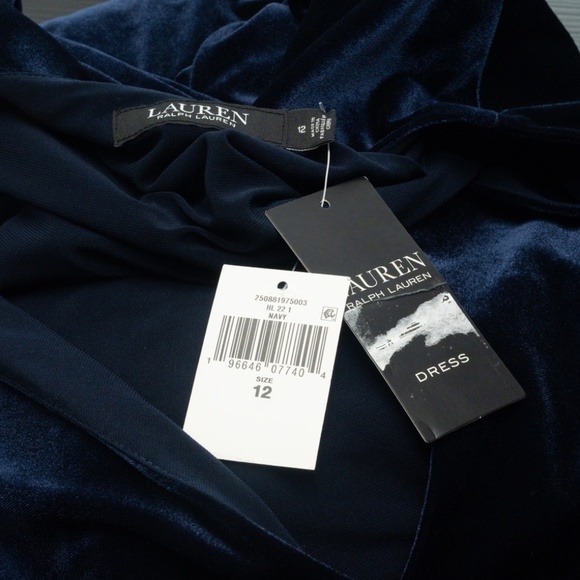 Lauren Ralph Lauren. Puff Sleeve Velvet  Wrap Dress. - Picture 10 of 14